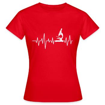 Mikroskop Herzschlag - Science Fan Chemie - Frauen T-Shirt - Rot - Vorne - AI Model Female 172 dark (172cm)