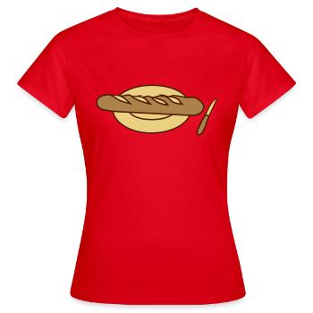 fruehstueck abendessen brotzeit teller messer mahl - Frauen T-Shirt - Rot - Vorne - AI Model Female 172 dark (172cm)