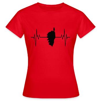 idee cadeau design carte géographique de la Corse - T-shirt Femme - rouge - Devant - AI Model Female 172 dark (172cm)
