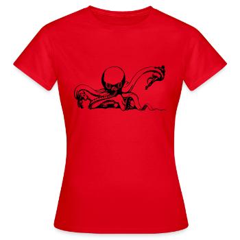 poulpe géant calmar, poulpe, calmar, poissons seiche - T-shirt Femme - rouge - Devant - AI Model Female 172 dark (172cm)