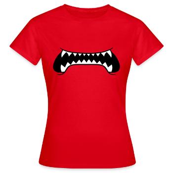 scharfe zaehne grosser mund fressen gefaehrlich bo - Frauen T-Shirt - Rot - Vorne - AI Model Female 172 dark (172cm)