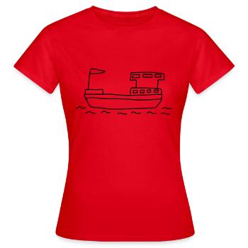 Ship Houseboat - Women's T-Shirt - red - Front - AI Model Female 172 dark (172cm)