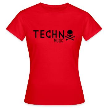 Crâne de musique techno - T-shirt Femme - rouge - Devant - AI Model Female 172 dark (172cm)