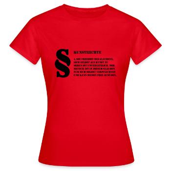 4 Kunstrechte | Jeder Mensch ist Kunst - Frauen T-Shirt - Rot - Vorne - AI Model Female 172 dark (172cm)
