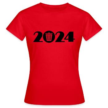 Trash 2024, Waste 2024, Dirt 2024 - Women's T-Shirt - red - Front - AI Model Female 172 dark (172cm)