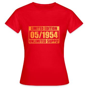 70e anniversaire édition limitée - ꝏ approvisionnement 05/1954 - T-shirt Femme - rouge - Devant - AI Model Female 172 dark (172cm)