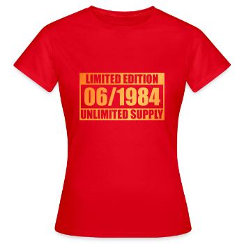 40e anniversaire édition limitée - ꝏ Approvisionnement 06/1984 - T-shirt Femme - rouge - Devant - AI Model Female 172 dark (172cm)