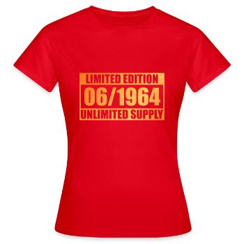 60e anniversaire édition limitée - ꝏ approvisionnement 06/1964 - T-shirt Femme - rouge - Devant - AI Model Female 172 dark (172cm)