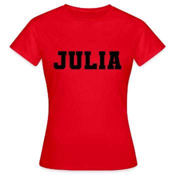 Nom - Julia - T-shirt Femme - rouge - Devant - AI Model Female 172 dark (172cm)