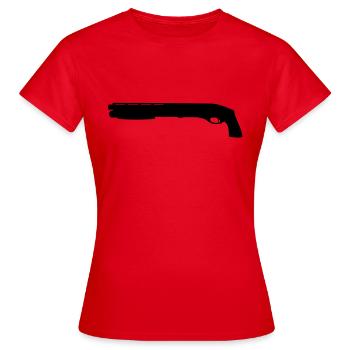 Kurze Pumpgun - Frauen T-Shirt - Rot - Vorne - AI Model Female 172 dark (172cm)