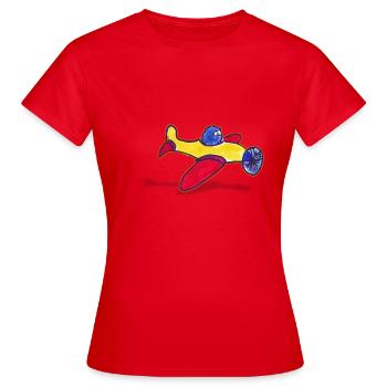 Monster im Flugzeug - Frauen T-Shirt - Rot - Vorne - AI Model Female 172 dark (172cm)