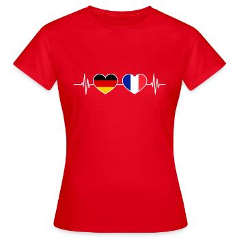 Herzschlag Deutschland Frankreich - Frauen T-Shirt - Rot - Vorne - AI Model Female 172 dark (172cm)