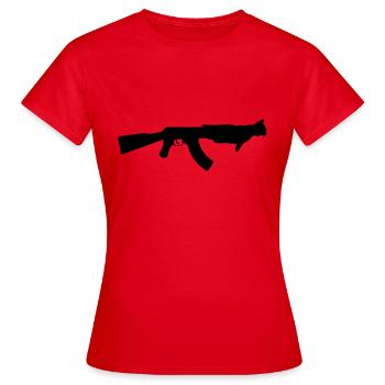 Catgun - Cat Mitrailleuse - Pew pew madafakas - T-shirt Femme - rouge - Devant - AI Model Female 172 dark (172cm)
