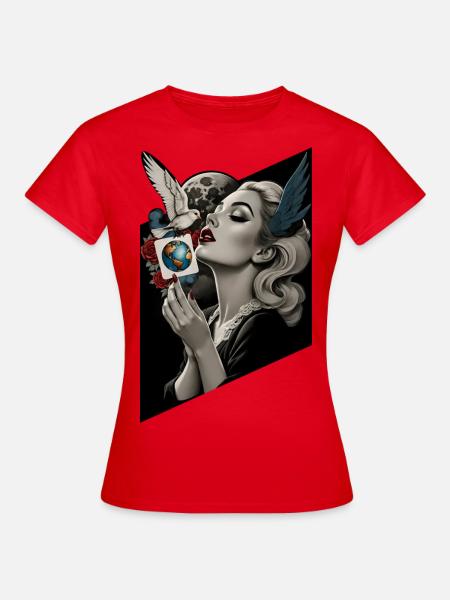 Retro Friedenstaube - Frauen T-Shirt - Rot