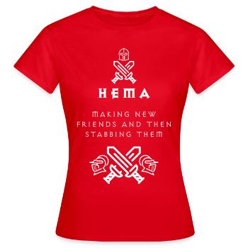 Chevalier. Épéiste. Escrime. HEMA - T-shirt Femme - rouge - Devant - AI Model Female 172 dark (172cm)