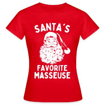Santas favorite Masseuse funny christmas saying - Women's T-Shirt - red - Front - AI Model Female 172 dark (172cm)
