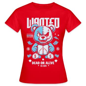 Wanted Bear – Streetwear Gangster Design - T-shirt Femme - rouge - Devant - AI Model Female 172 dark (172cm)