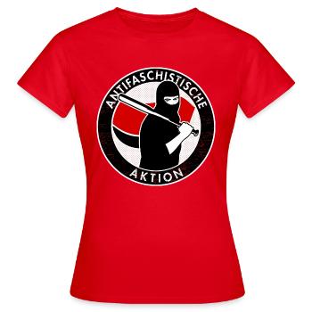 Antifaschistische Aktion - Frauen T-Shirt - Rot - Vorne - AI Model Female 172 dark (172cm)