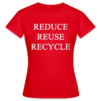 Reduce, Reuse, RECYCLE - Frauen T-Shirt - Rot - Vorne - AI Model Female 172 dark (172cm)