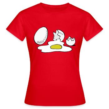 Eier,Ei,kaputt - Frauen T-Shirt - Rot - Vorne - AI Model Female 172 dark (172cm)