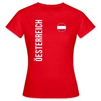 Oesterreich, Oesi, österreichischen Flagge - Frauen T-Shirt - Rot - Vorne - AI Model Female 172 dark (172cm)