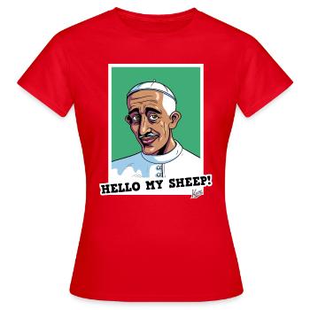 Bischof sagt: Hallo meine Schafe - Frauen T-Shirt - Rot - Vorne - AI Model Female 172 dark (172cm)