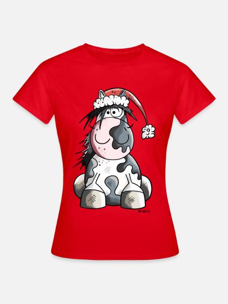 Weihnachtspferd - Frauen T-Shirt - Rot