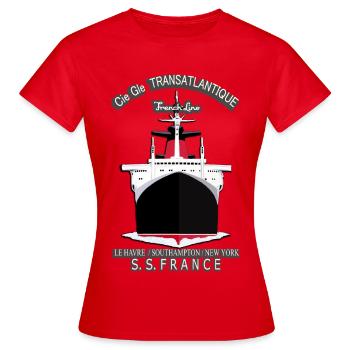 LINER FRANCE KREATION Louis RUNEMBERG © Adagp - Frauen T-Shirt - Rot - Vorne - AI Model Female 172 dark (172cm)