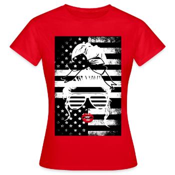 Mrs. Kussmund American Flag Poster - Women's T-Shirt - red - Front - AI Model Female 172 dark (172cm)