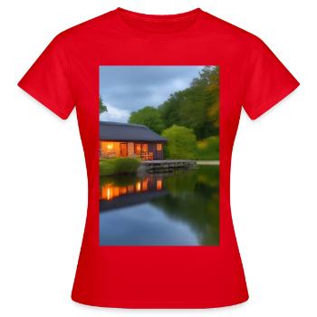 Charmante cabane au bord du lac - T-shirt Femme - rouge - Devant - AI Model Female 172 dark (172cm)