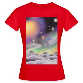 Weltall und Planeten - Frauen T-Shirt - Rot - Vorne - AI Model Female 172 dark (172cm)