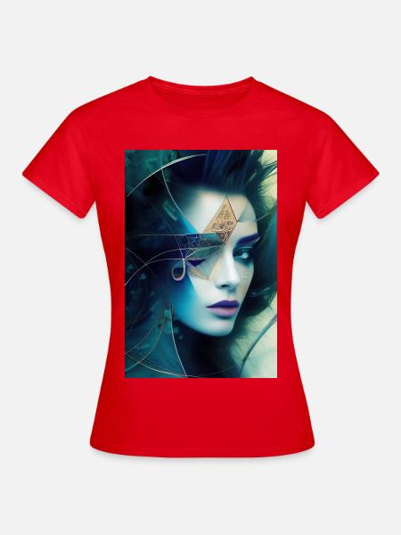 Abstrakte Gesichts Kunst - Frauen T-Shirt - Rot