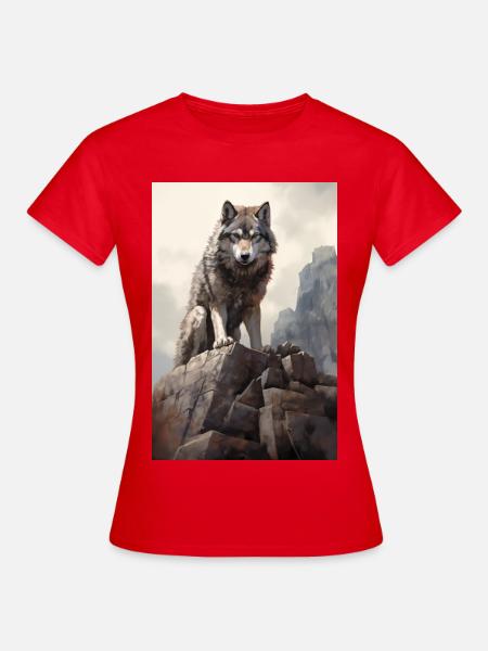 Wolf Illustration - Frauen T-Shirt - Rot