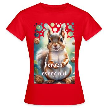 Schlaues Eichhörnchen Ich knacke jede Nuss - Frauen T-Shirt - Rot - Vorne - AI Model Female 172 dark (172cm)
