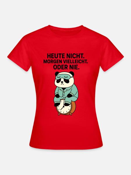 Panda im Pyjama auf Wecker - Frauen T-Shirt - Rot