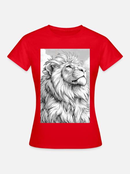 Illustration eines Löwen - Frauen T-Shirt - Rot
