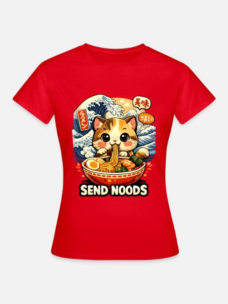 Ramen Neko Send Noods - Frauen T-Shirt - Rot