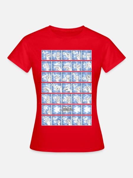 Deutsches Fingeralphabet 4 - blau / - Frauen T-Shirt - Rot