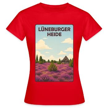 Lüneburger Heide - Frauen T-Shirt - Rot - Vorne - AI Model Female 172 dark (172cm)