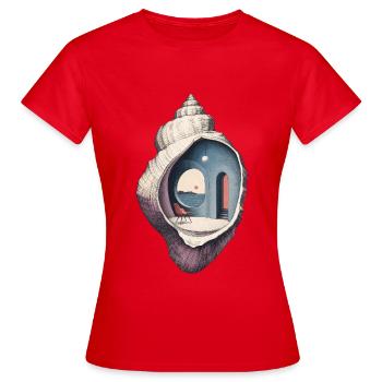 Room Within - Surreal Seashell Interior - Women's T-Shirt - red - Front - AI Model Female 172 dark (172cm)