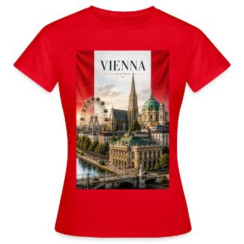 Vienne: skyline Prater et cathédrale - T-shirt Femme - rouge - Devant - AI Model Female 172 dark (172cm)