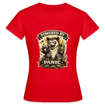 Powered by Panic Ferret - Women's T-Shirt - red - Front - AI Model Female 172 dark (172cm)