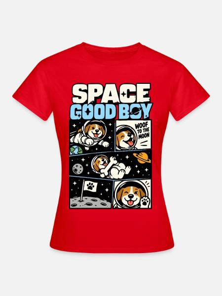 Space Good Boy – Astronautenhund - Frauen T-Shirt - Rot