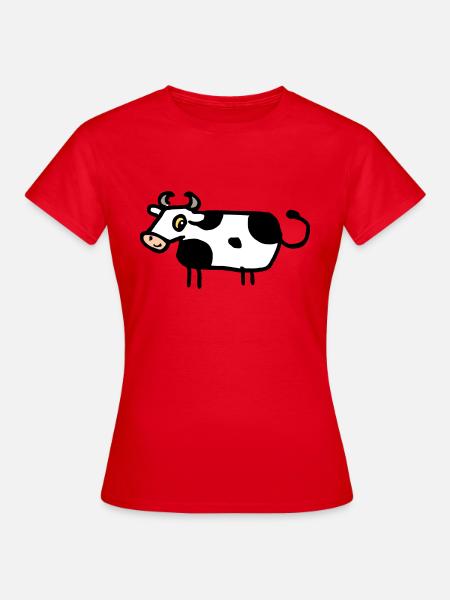 Lustige Comic Kuh witziges Bauernhoftier Geschenk - Frauen T-Shirt - Rot