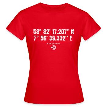 Schortens Geocacher Geschenk Standort GPS Stadt - Frauen T-Shirt - Rot - Vorne - AI Model Female 172 dark (172cm)