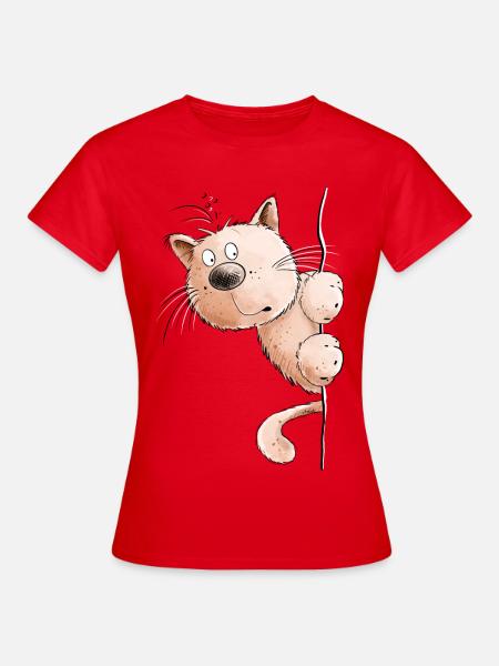 Rote Katze I Katzenfreunde Geschenk - Frauen T-Shirt - Rot