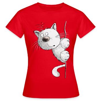 Weiße Katzen I Katzenfreunde Geschenk - Frauen T-Shirt - Rot - Vorne - AI Model Female 172 dark (172cm)