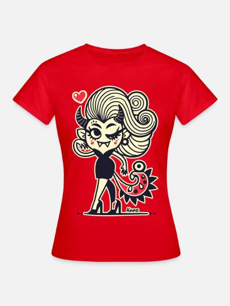 Moonlit Heart Demon Pop Art - Vrouwen T-shirt - rood