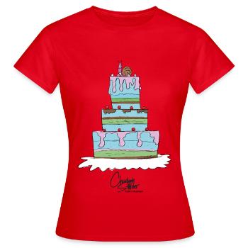 TIERSHIRT-Vorlage-clara_torte - Frauen T-Shirt - Rot - Vorne - AI Model Female 172 dark (172cm)