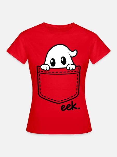 Kuscheliger Geist über Brusttasche - Frauen T-Shirt - Rot